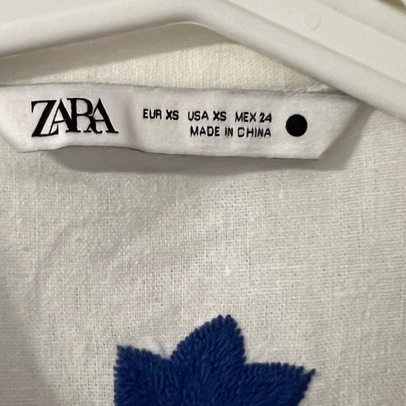 Zara Women's White and Blue Jacket - Picture 3 of 3